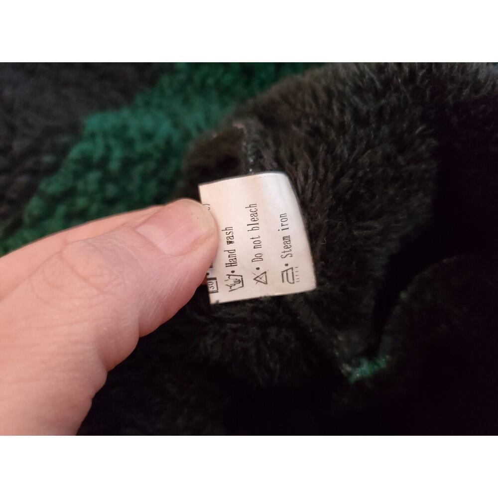 MeroKeety Women's Sherpa Lightweight Green Black 1/2 Zip Plaid Pullover L EUC - Picture 5 of 6